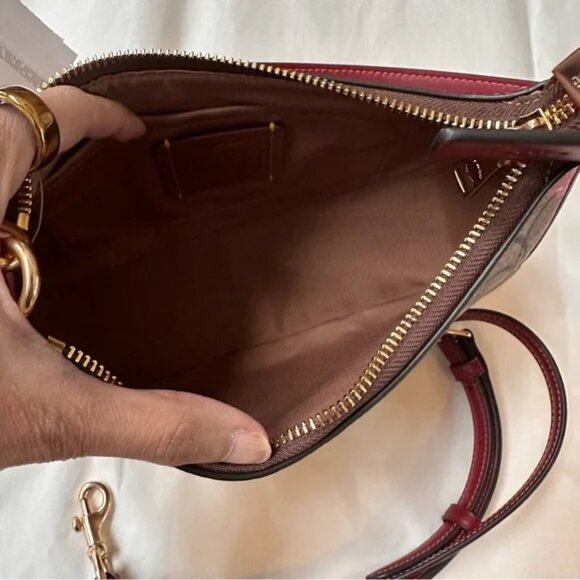 COACH Teri Shoulder Bag In Signature Canvas With Cherry Print - Picture 6 of 7